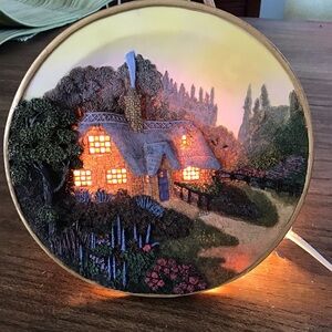 Vintage Thomas Kincaid Illuminated Plate Decor